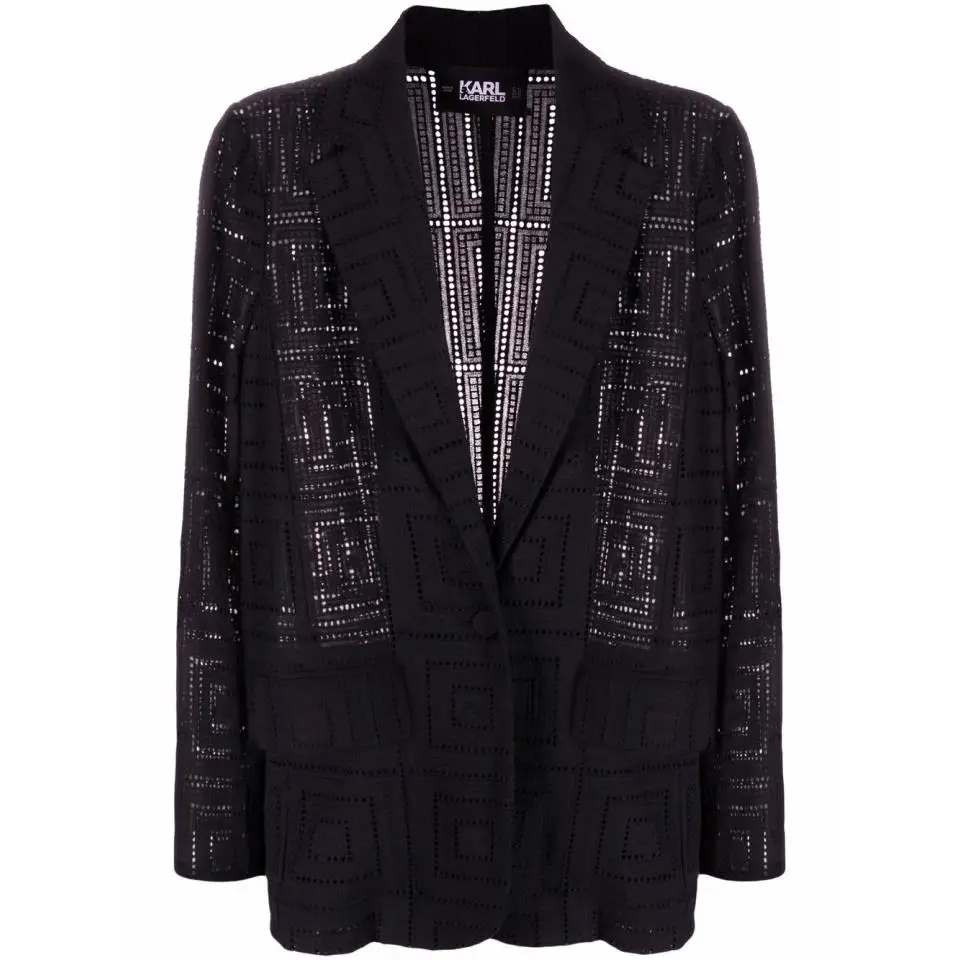 KARL LAGERFELD KL BRODERIE ANGLAISE BLAZER BLACK