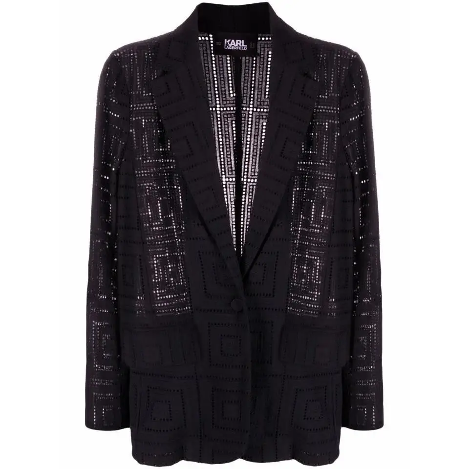 KARL LAGERFELD KL BRODERIE ANGLAISE BLAZER BLACK