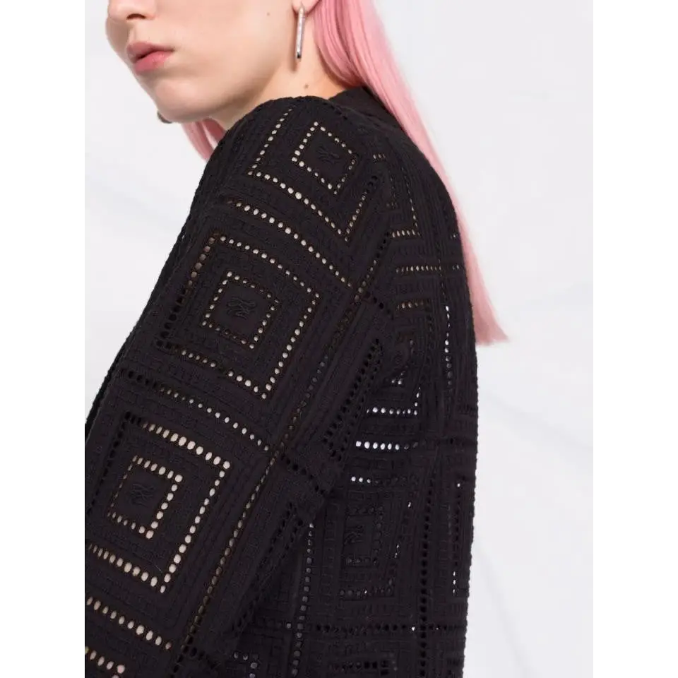 KARL LAGERFELD KL BRODERIE ANGLAISE BLAZER BLACK