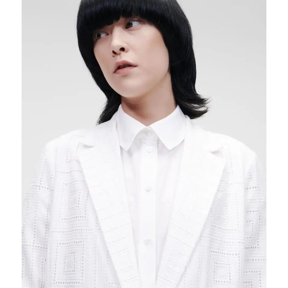 KARL LAGERFELD KL BRODERIE ANGLAISE BLAZER BLANCO