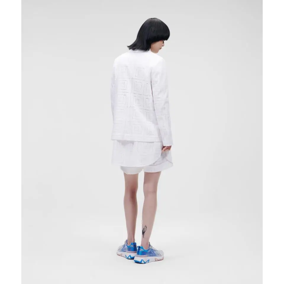 KARL LAGERFELD KL BRODERIE ANGLAISE BLAZER BLANCO