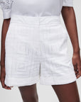 KARL LAGERFELD KL BRODERIE ANGLAISE SHORTS BLANCO