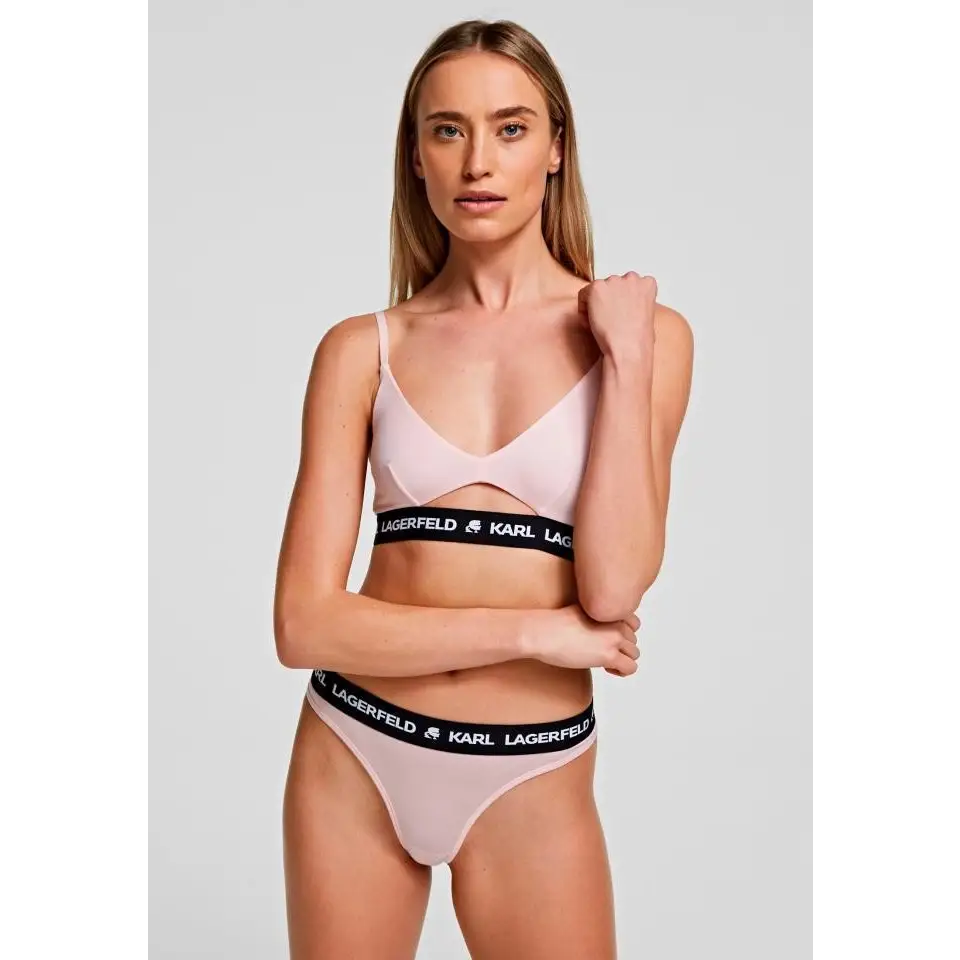 KARL LAGERFELD LOGO THONG PINK