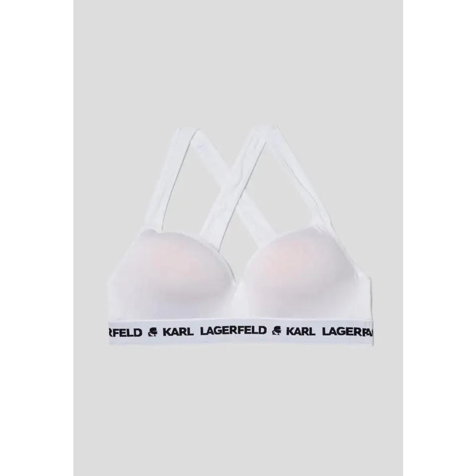 KARL LAGERFELD PADDED LOGO BRA WHITE