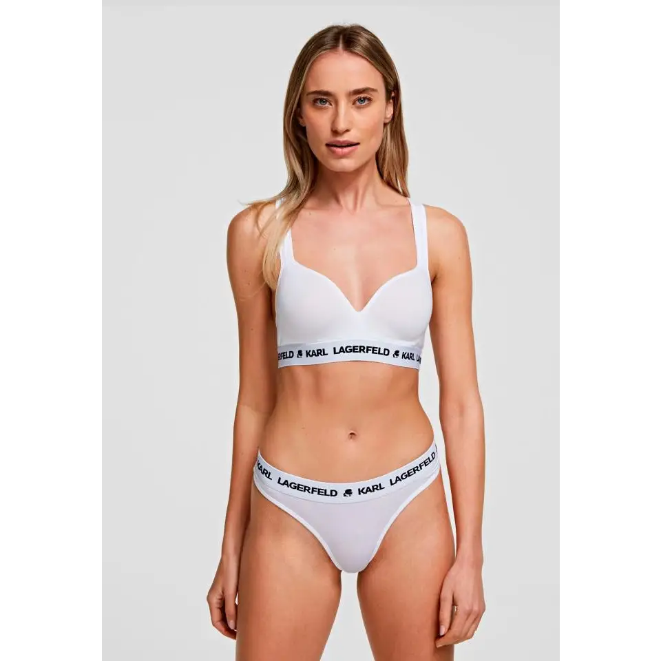 KARL LAGERFELD PADDED LOGO BRA WHITE