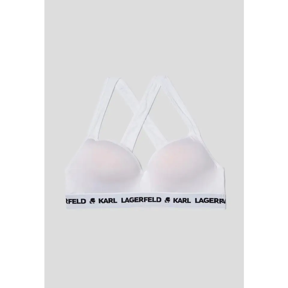 KARL LAGERFELD PADDED LOGO BRA WHITE