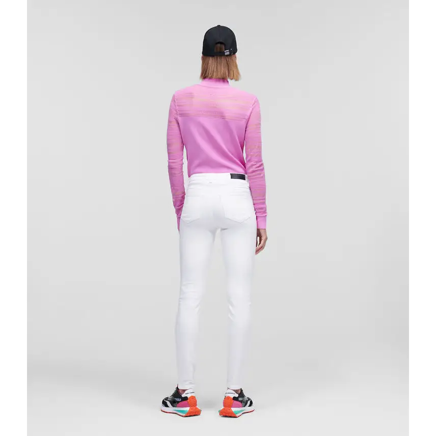 KARL LAGERFELD PANTS SKINNY DENIM LOGO WHITE