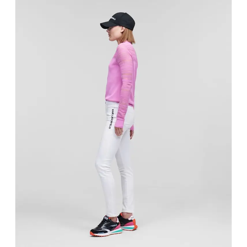 KARL LAGERFELD PANTS SKINNY DENIM LOGO WHITE