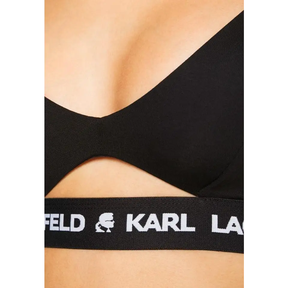 KARL LAGERFELD PEEPHOLE LOGO BRA BLACK
