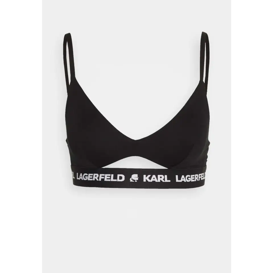 KARL LAGERFELD PEEPHOLE LOGO BRA BLACK