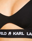 KARL LAGERFELD PEEPHOLE LOGO BRA BLACK