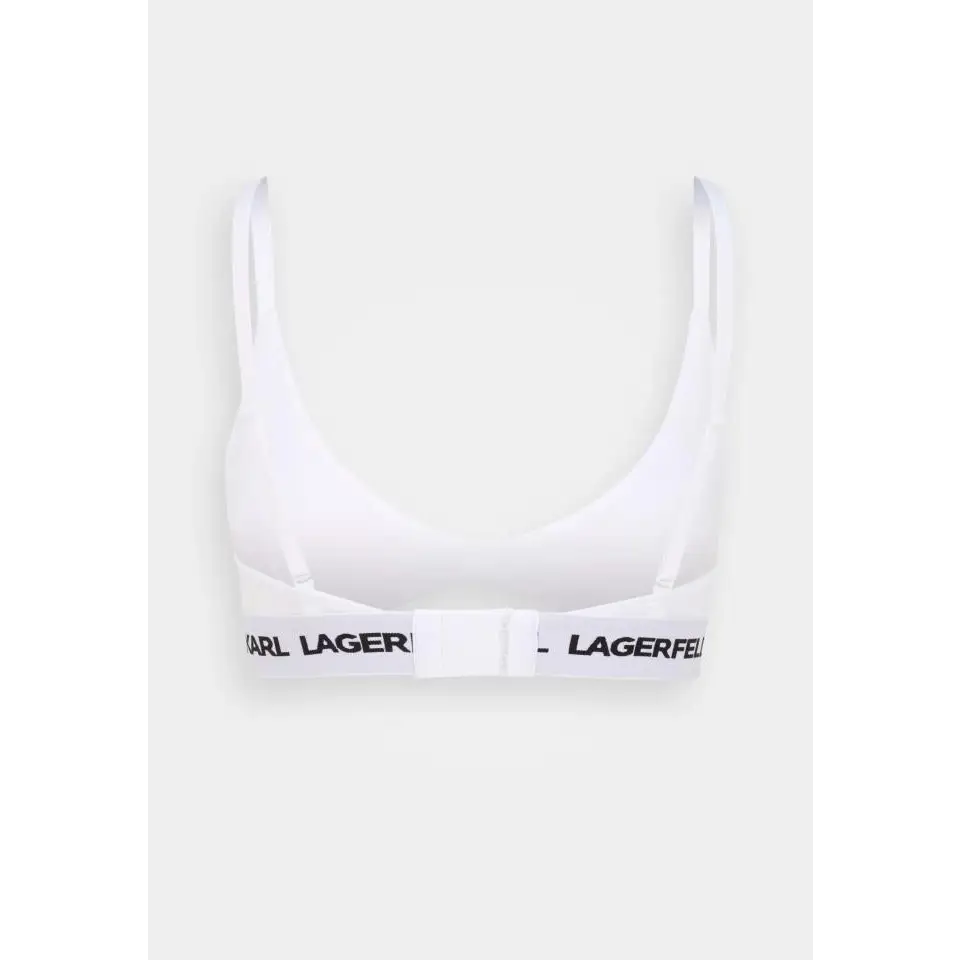 KARL LAGERFELD PEEPHOLE LOGO BRA WHITE