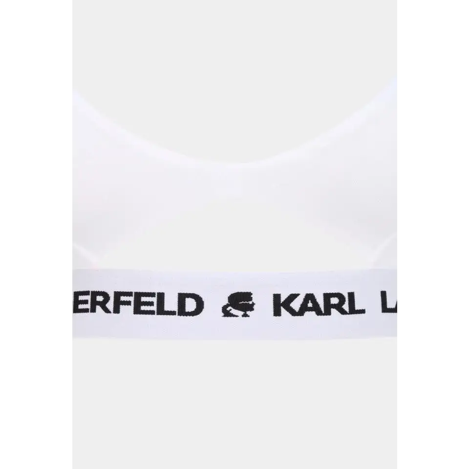KARL LAGERFELD PEEPHOLE LOGO BRA WHITE