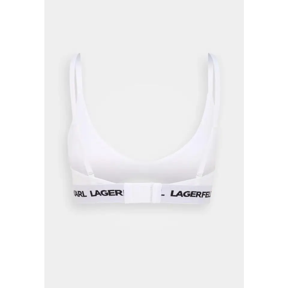 KARL LAGERFELD PEEPHOLE LOGO BRA WHITE