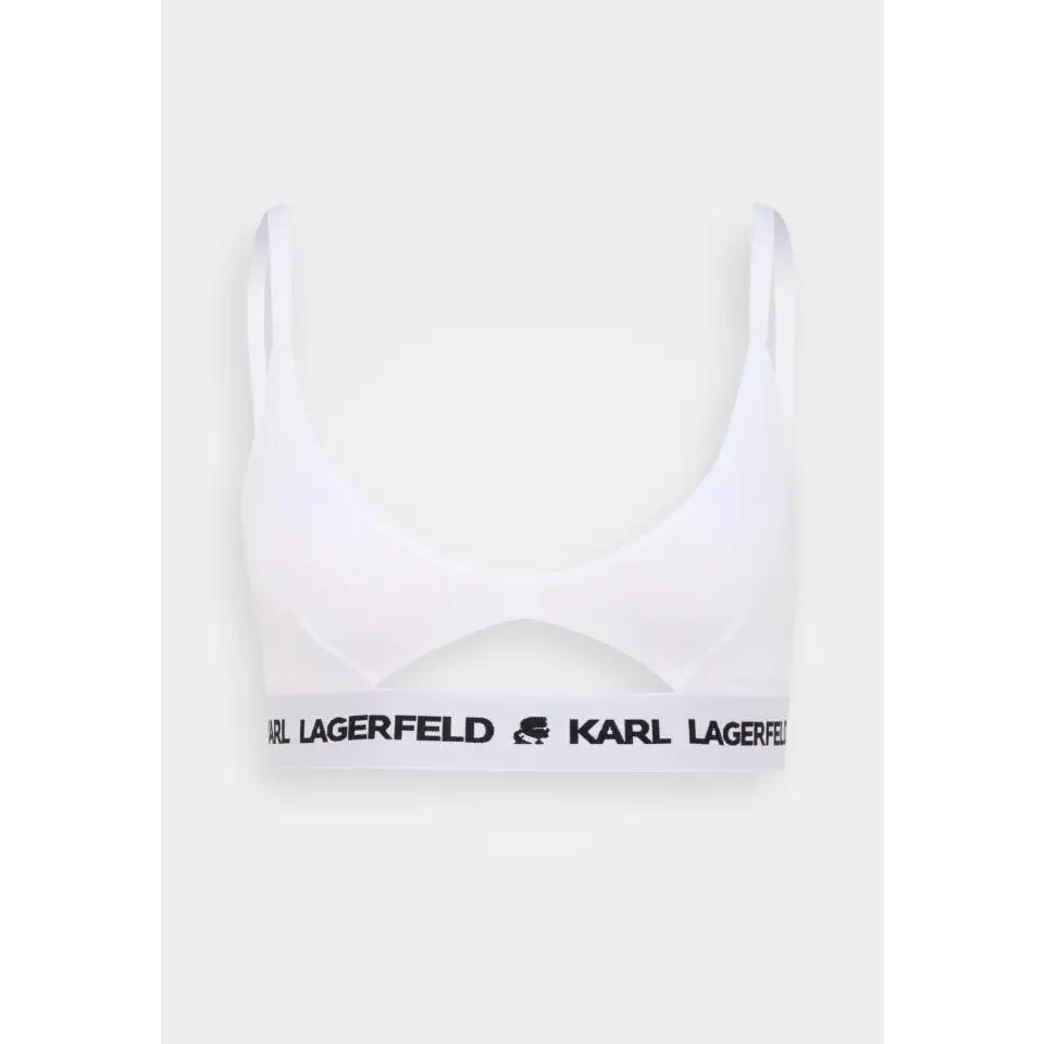 KARL LAGERFELD PEEPHOLE LOGO BRA WHITE