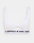 KARL LAGERFELD PEEPHOLE LOGO BRA WHITE