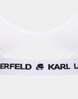 KARL LAGERFELD PEEPHOLE LOGO BRA WHITE