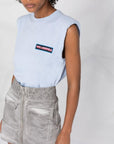 KARL LAGERFELD SHOULDER PAD TANK FUTURE LOGO BLUE