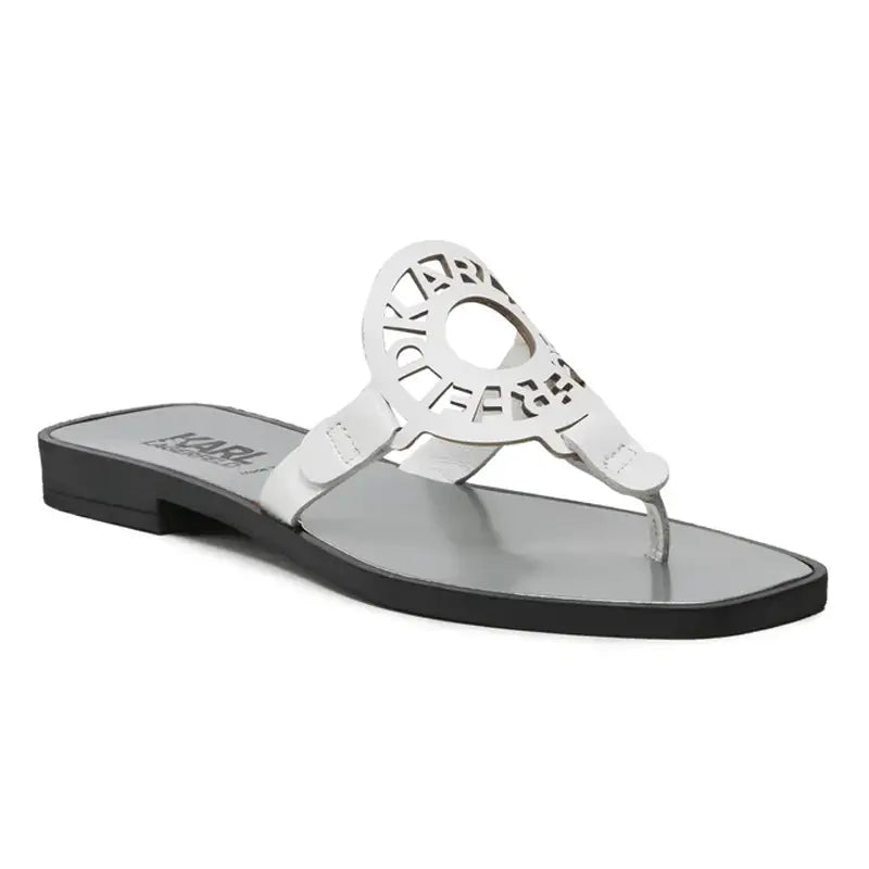 KARL LAGERFELD SKOOT RING LOGO TOE POST WHITE
