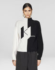 KARL LAGERFELD SLV SWEATER LOGO PUFF WHITE/BLACK