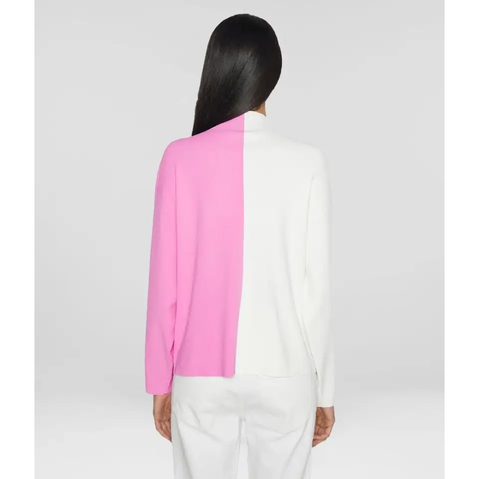 KARL LAGERFELD SLV SWEATER LOGO PUFF WHITE/PINK