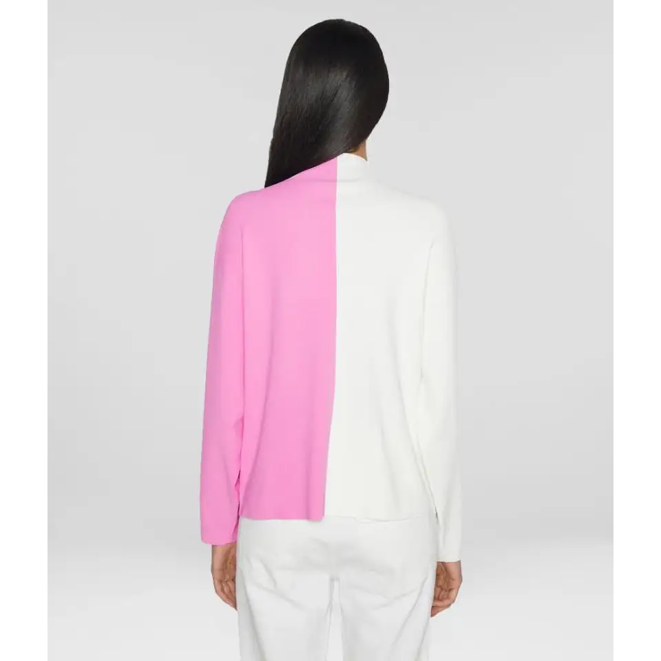 KARL LAGERFELD SLV SWEATER LOGO PUFF WHITE/PINK