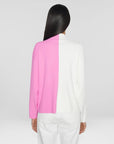 KARL LAGERFELD SLV SWEATER LOGO PUFF WHITE/PINK