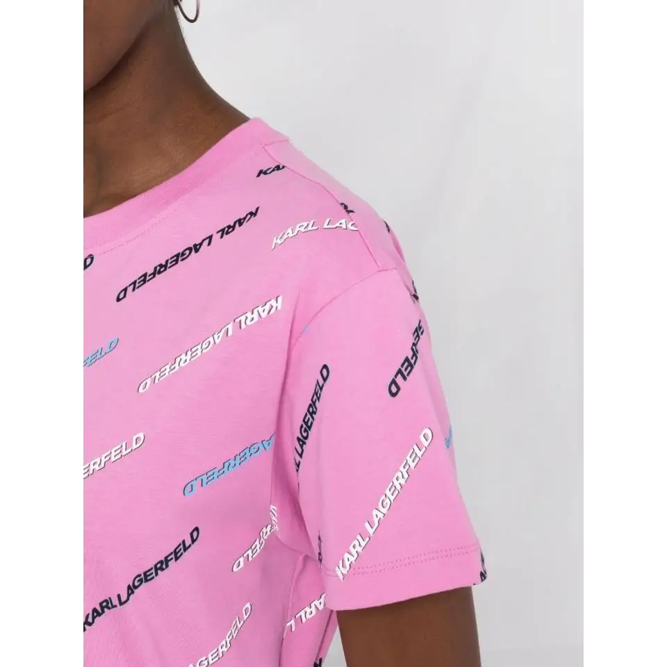 KARL LAGERFELD T-SHIRT FUTURE LOGO AOP PINK PRINT