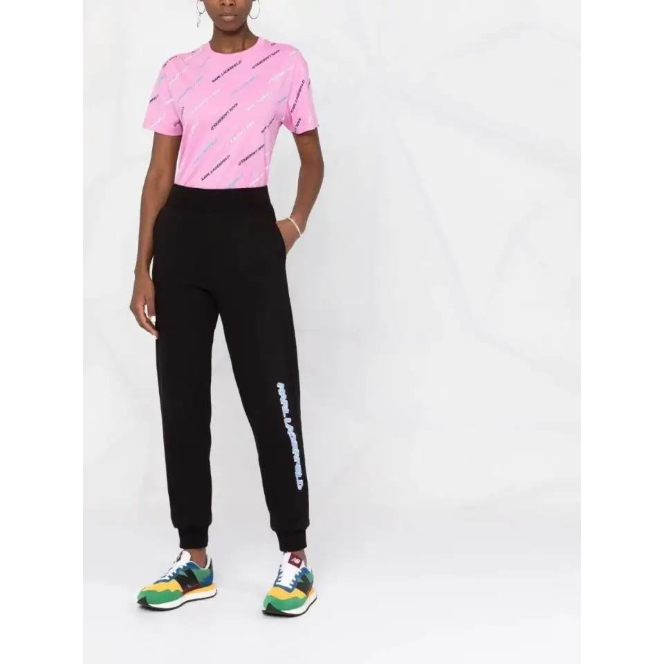 KARL LAGERFELD T-SHIRT FUTURE LOGO AOP PINK PRINT