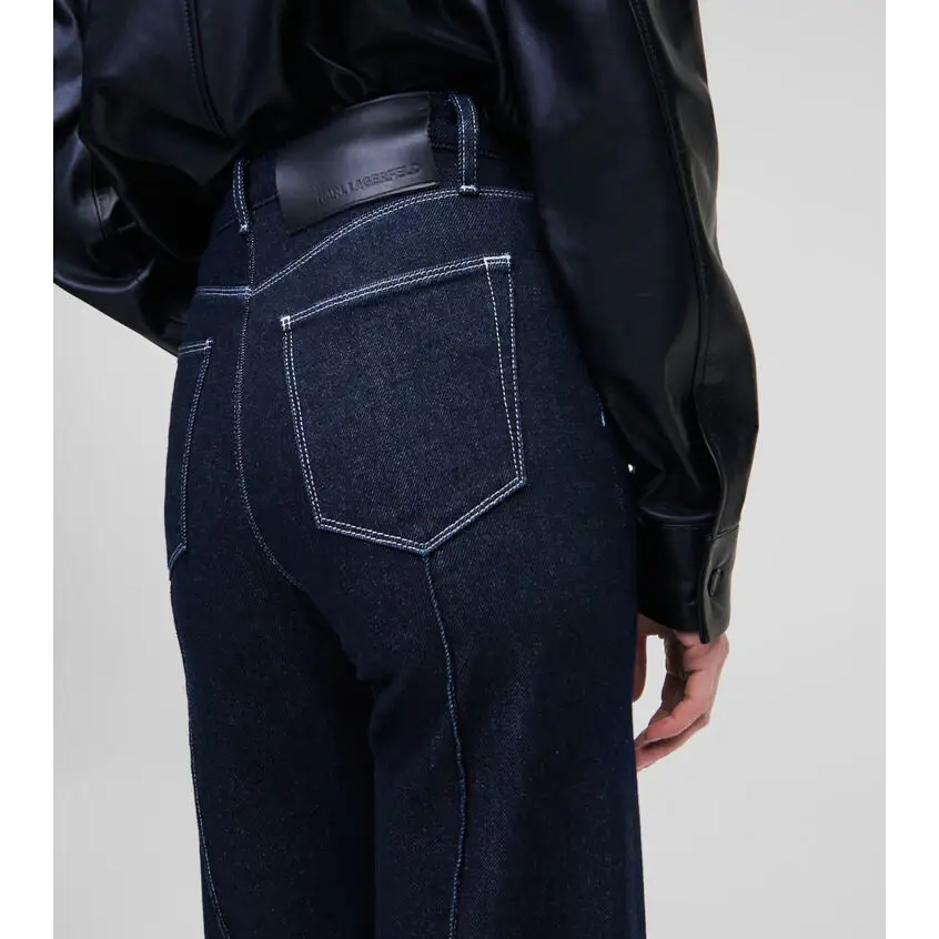 KARL LAGERFELD WIDE LEG DENIM PIN-TUCK BLUE