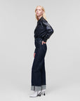 KARL LAGERFELD WIDE LEG DENIM PIN-TUCK BLUE