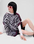 KARL LAGERFELD ZEBRA SILK SCARF TUNIC