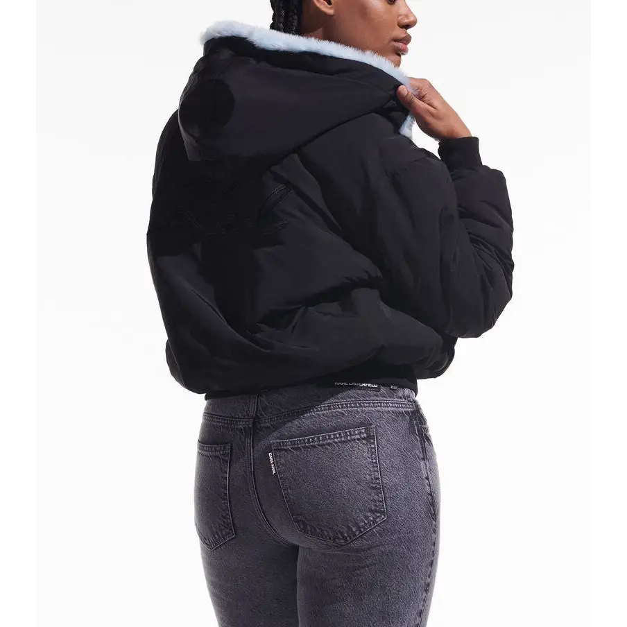 KARL LAGERFGELD KLXCD FAUX FUR BOMBER BLACK