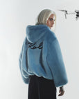 KARL LAGERFGELD KLXCD FAUX FUR BOMBER BLACK