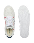 LACOSTE L001 LEATHER SNEAKERS WHITE/NAVY/RED