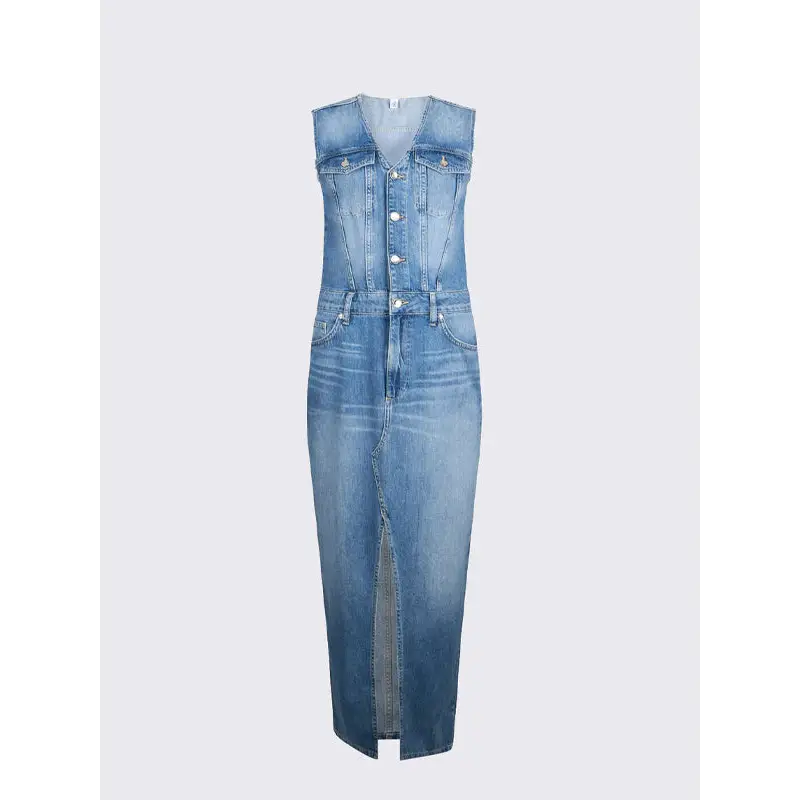 LIU JO ABITO DENIM GILET DENIM BLUE REVERSE WAS
