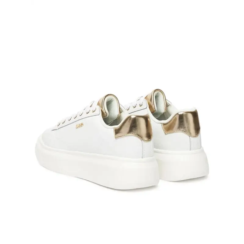 LIU JO BABOL 01 SNAKER TUMBLED LEATHER META WHITE - textil