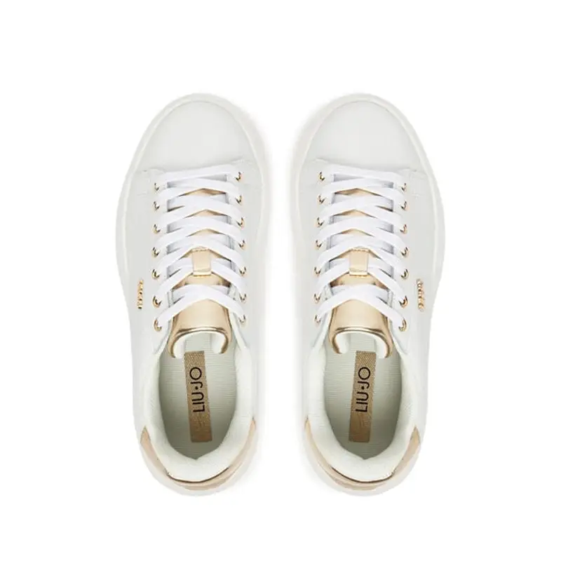 LIU JO BABOL 01 SNAKER TUMBLED LEATHER META WHITE - textil