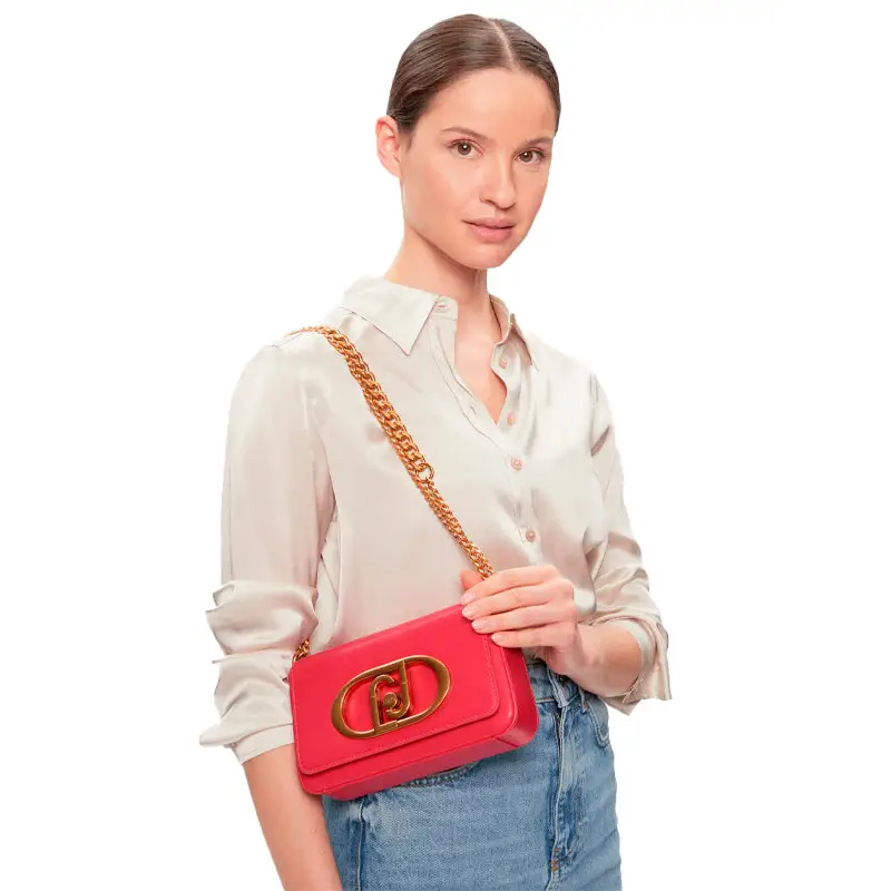 LIU JO BANDOLERA DE CADENA CON LOGO MAGENTA - TALLA ÚNICA