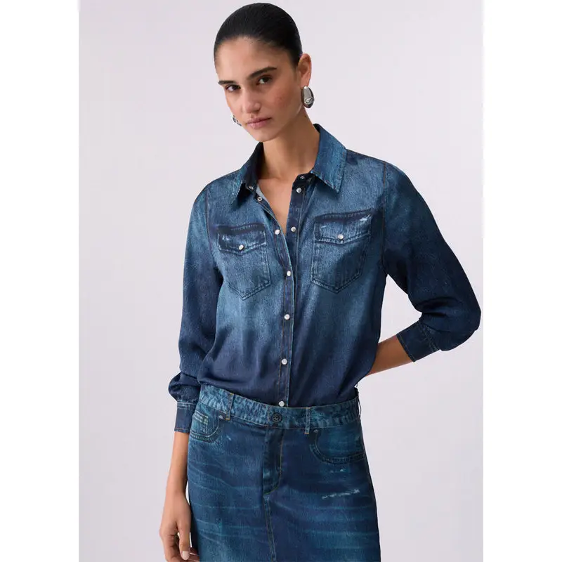 LIU JO CAMICIA DIGITAL PRINTS DENIM BLUE DIGITAL W