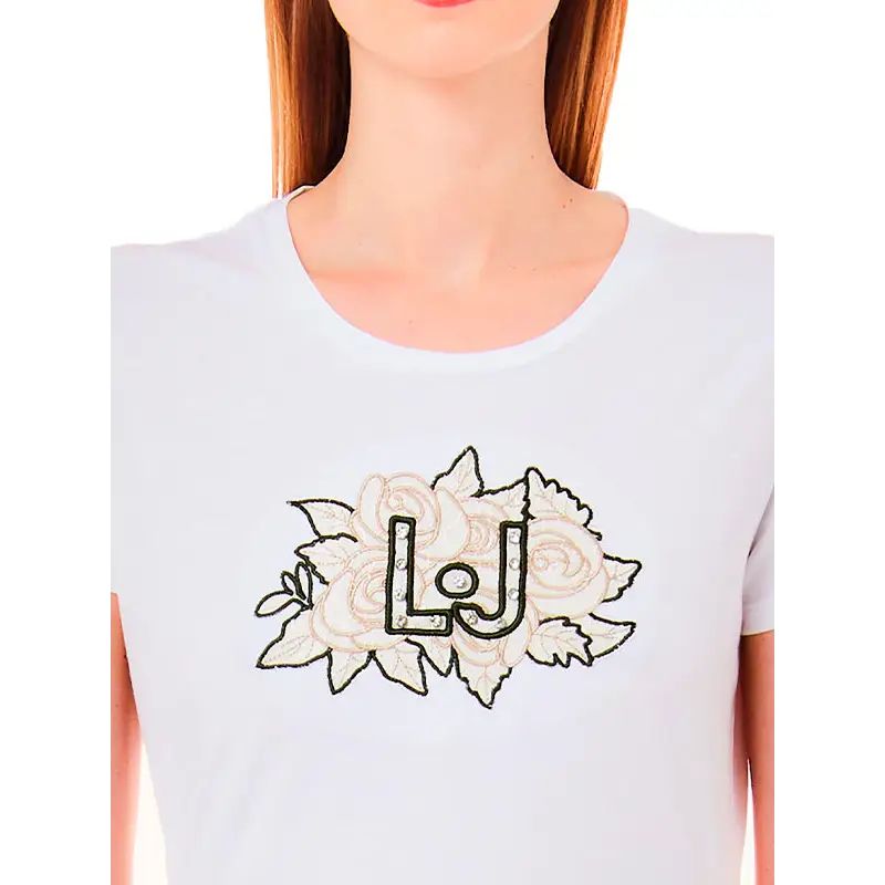 LIU JO CAMISETA DE MANGA CORTA BLANCA CON FLORES