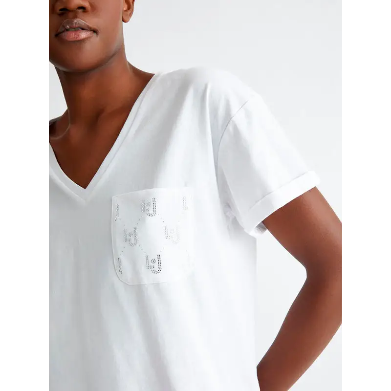 LIU JO CAMISETA DE MANGA CORTA BOLSILLO BLANCA
