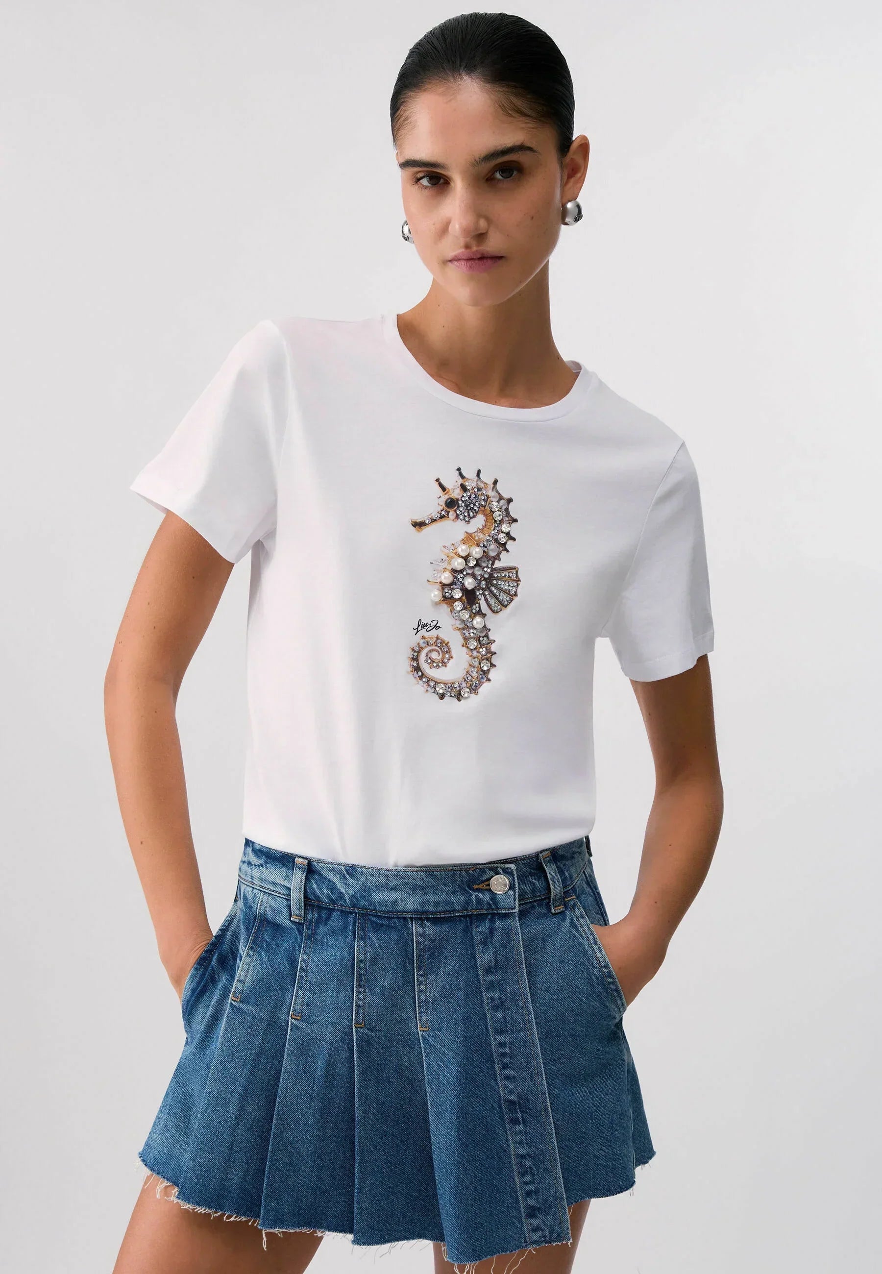 LIU JO ECS T SHIRT MODA M C BCO MILKSHAKE LJ