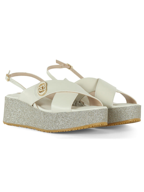 LIU JO FLO 03 - SANDAL CALF LEATHER/GLITTER MILK