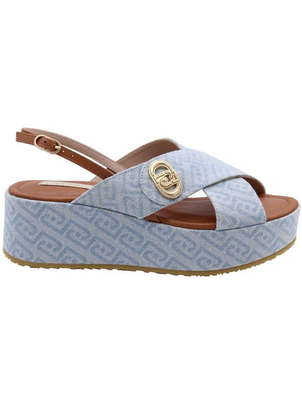 LIU JO FLO 03 - SANDAL MONOGRAM DENIM LIGHT BLUE