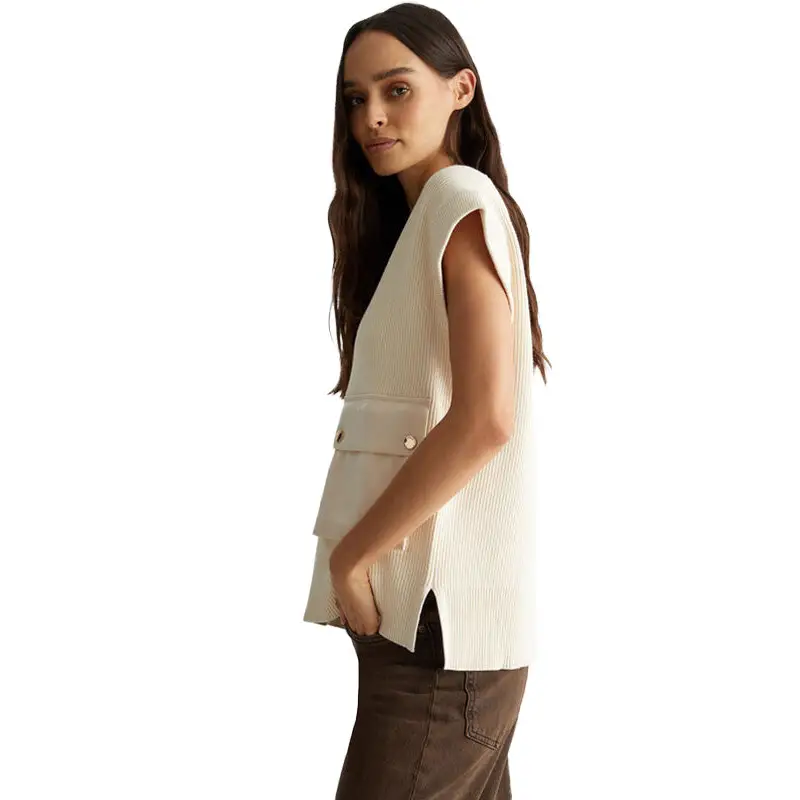 LIU JO JERSEY CON CUELLO EN PICO DE PUNTO NATURALE
