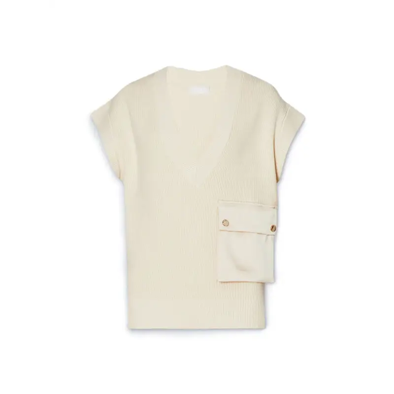 LIU JO JERSEY CON CUELLO EN PICO DE PUNTO NATURALE