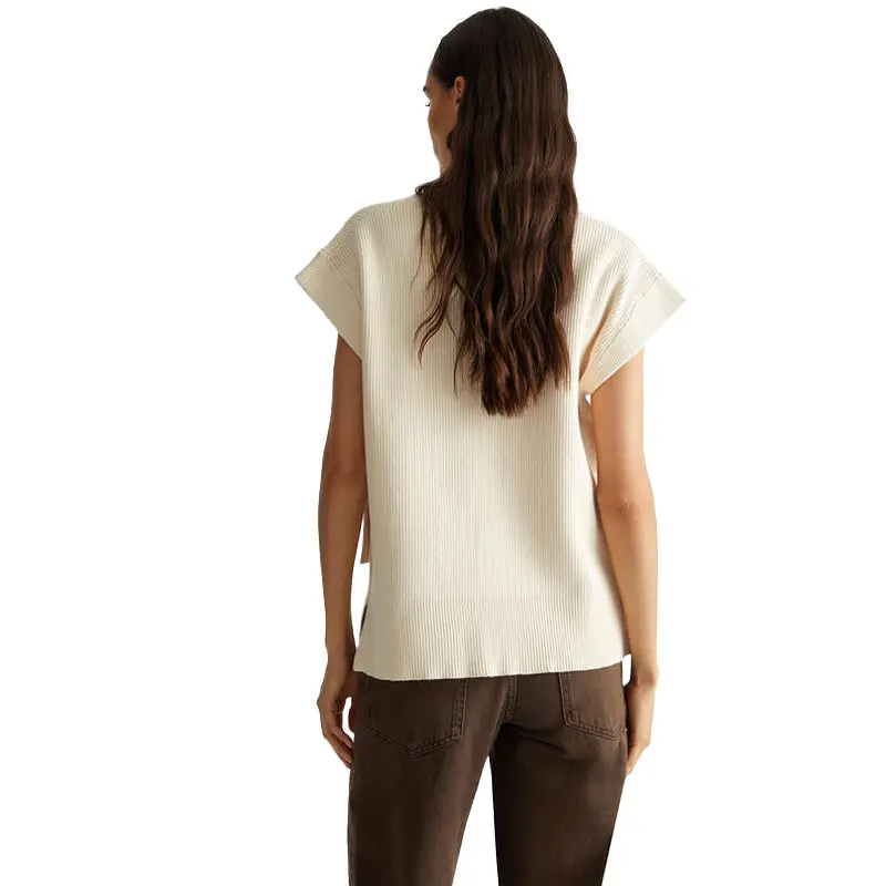 LIU JO JERSEY CON CUELLO EN PICO DE PUNTO NATURALE