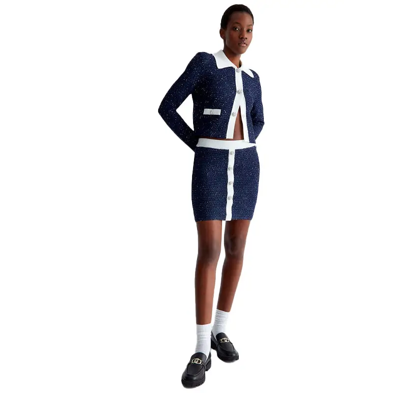 LIU JO MINI FALDA DE TEXTURA AZUL Y BLANCO