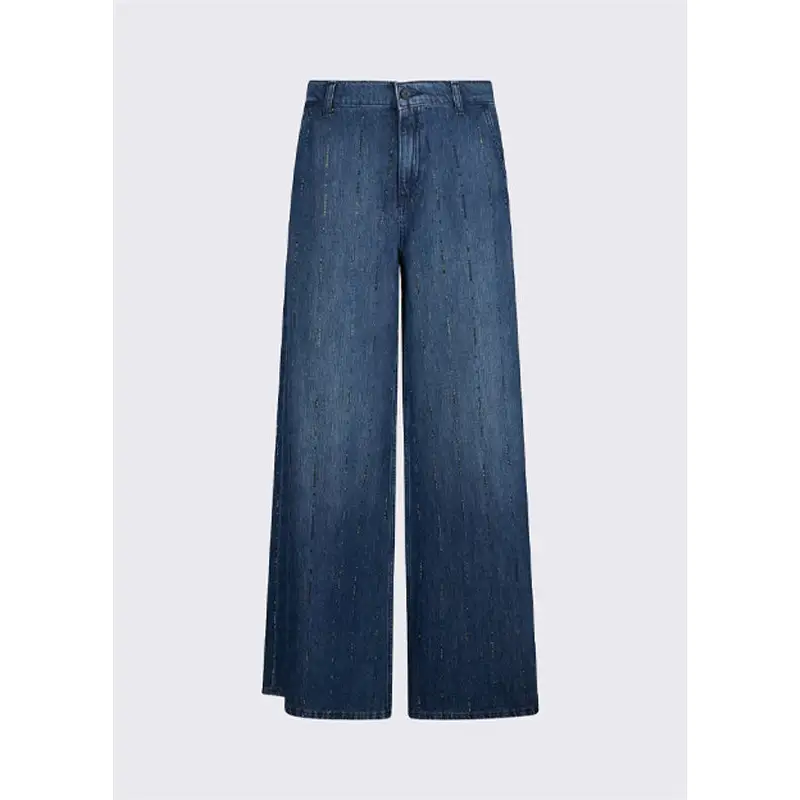 LIU JO PANTS FLARE STRASS REG W DENIM BLUE STARRY WAS